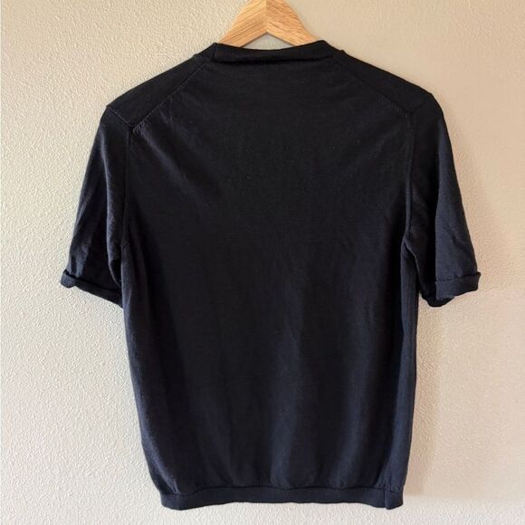 Isaia Wool Silk Cashmere Blend Classic Black Short Sleeve Tee T-Shirt Men Size M - Picture 7 of 11